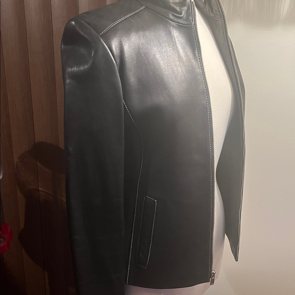 Michael Kors Black Leather Jacket - Picture 5 of 10